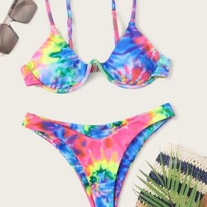 BNWT Tie Dye Underwire High Leg Bikini SHEIN